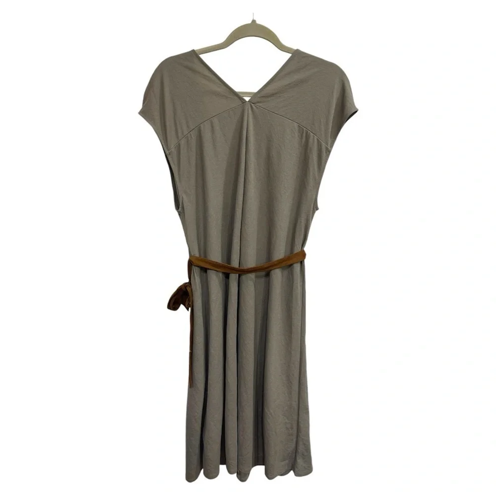 Zara Dress Womens Large Midi Suede Belted Cap Sleeve V Neck On Trend Summer